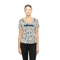 Women's New Era Cream Dallas Cowboys Glam Game Floral T-Shirt