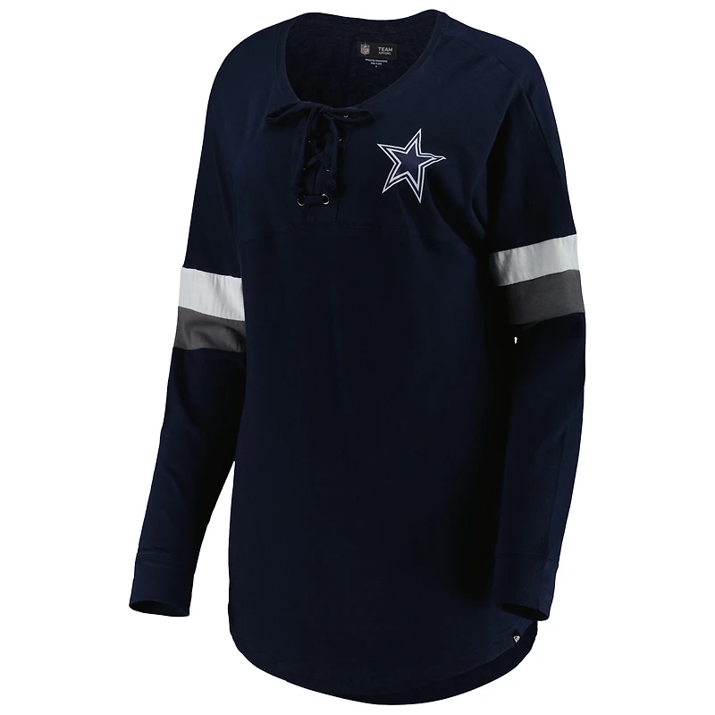 Women's New Era  Navy Dallas Cowboys Athletic Varsity Lightweight Lace-Up Long Sleeve T-Shirt