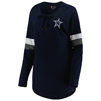 Women's New Era  Navy Dallas Cowboys Athletic Varsity Lightweight Lace-Up Long Sleeve T-Shirt