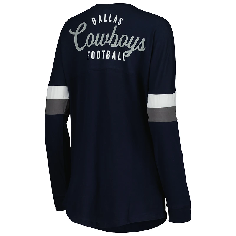 Women's New Era  Navy Dallas Cowboys Athletic Varsity Lightweight Lace-Up Long Sleeve T-Shirt