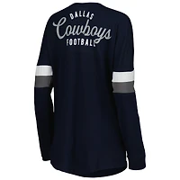 Women's New Era  Navy Dallas Cowboys Athletic Varsity Lightweight Lace-Up Long Sleeve T-Shirt