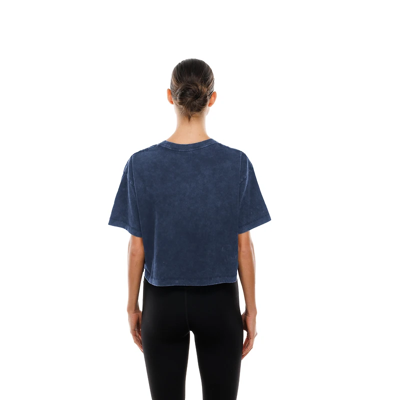 Women's New Era Navy Dallas Cowboys Cropped Boxy Sport Classics Mineral Wash T-Shirt