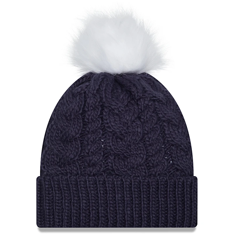 Bonnet en tricot à revers Dallas Cowboys New Era pour femme bleu marine avec pompon