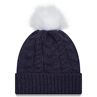 Bonnet en tricot à revers Dallas Cowboys New Era pour femme bleu marine avec pompon