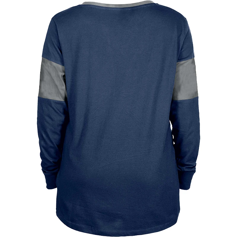 Women's New Era Navy Dallas Cowboys Lace-Up Notch-Neck Long Sleeve T-Shirt