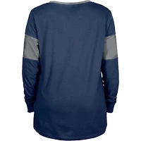 Women's New Era Navy Dallas Cowboys Lace-Up Notch-Neck Long Sleeve T-Shirt