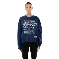 Women's New Era Navy Dallas Cowboys Oversized Throwback Mineral Wash Crew Neck Sweatshirt