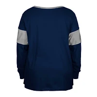 Women's New Era Navy Dallas Cowboys Plus Lace-Up Notch Neck Long Sleeve T-Shirt