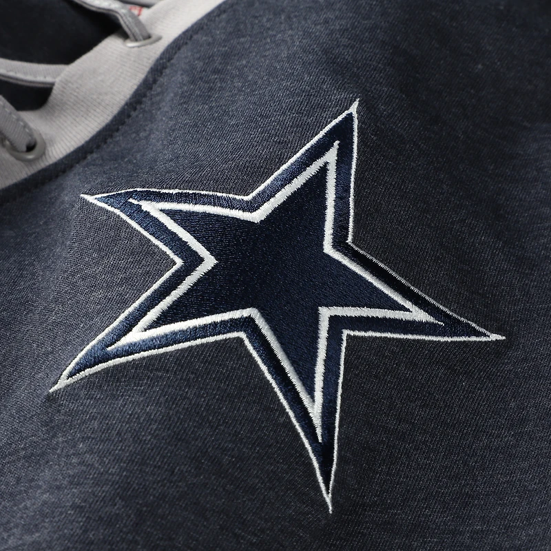T-shirt à manches longues lacets rétro New Era bleu marine Dallas Cowboys grande taille pour femme