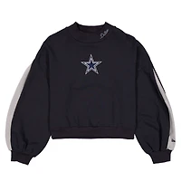 Sweat-shirt à manches ballon et col montant bleu marine Dallas Cowboys Sport Night pour femme New Era