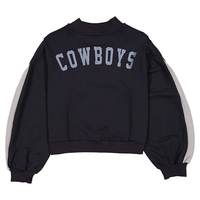 Sweat-shirt à manches ballon et col montant bleu marine Dallas Cowboys Sport Night pour femme New Era