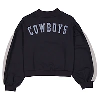 Sweat-shirt à manches ballon et col montant bleu marine Dallas Cowboys Sport Night pour femme New Era