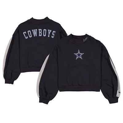 Sweat-shirt à manches ballon et col montant bleu marine Dallas Cowboys Sport Night pour femme New Era
