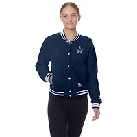 Women's New Era  Navy Dallas Cowboys Throwback Fleece Full-Snap Jacket