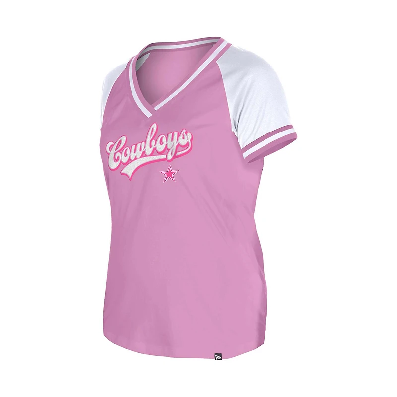 Women's New Era Pink Dallas Cowboys Mommy & Me V-Neck T-Shirt