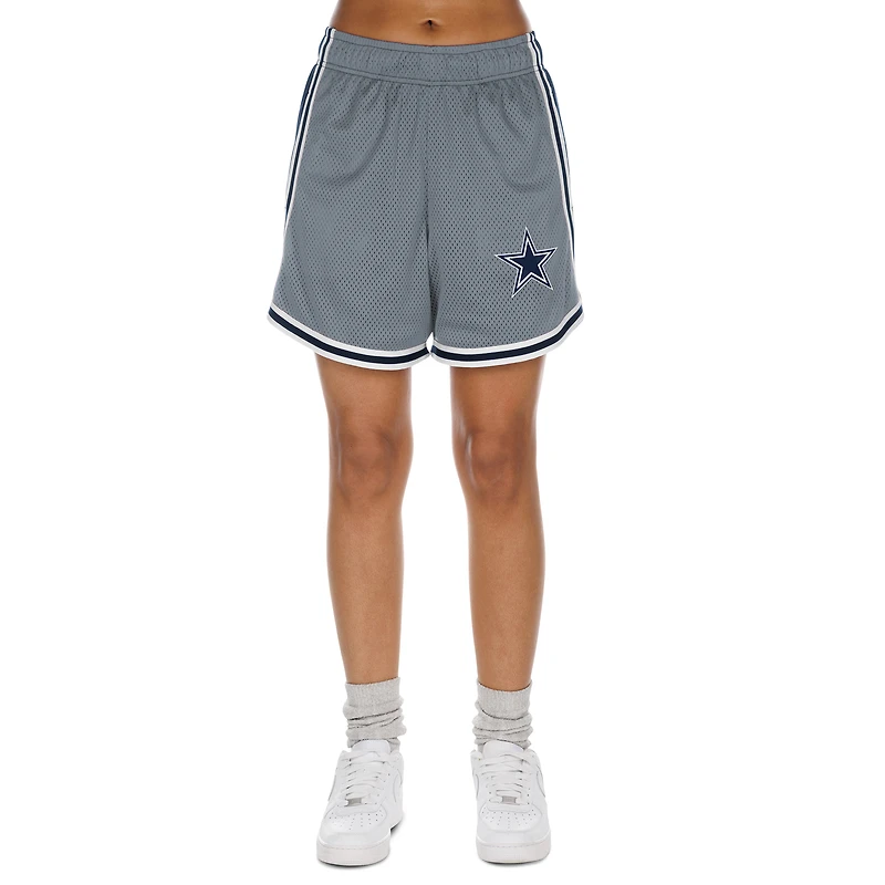 Short en maille Sport Classics argent/bleu marine New Era pour femme des Cowboys de Dallas