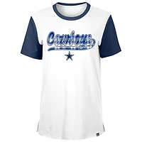 T-shirt 3rd Down des Cowboys de Dallas New Era blanc/bleu marine pour femme