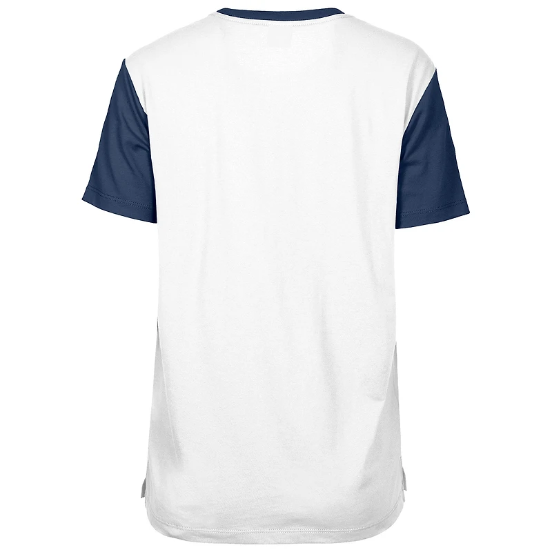 T-shirt 3rd Down des Cowboys de Dallas New Era blanc/bleu marine pour femme