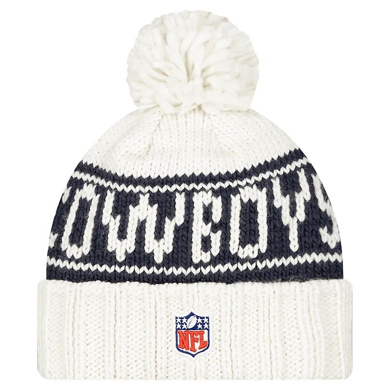 Women's New Era White Dallas Cowboys 2024 Sideline Cuffed Knit Hat with Pom