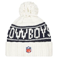 Women's New Era White Dallas Cowboys 2024 Sideline Cuffed Knit Hat with Pom