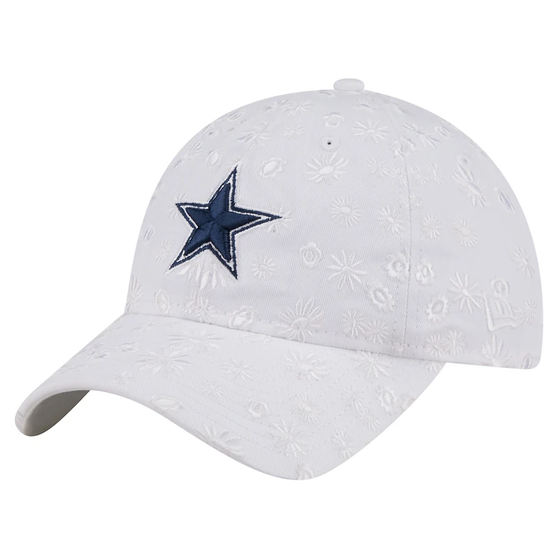 Casquette ajustable 9TWENTY à imprimé floral Dallas Cowboys blanche New Era pour femme