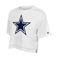 Women's New Era  White Dallas Cowboys Summer Mesh Cropped Boxy T-Shirt