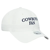 Casquette ajustable 9TWENTY blanche New Era pour femme, motif supporter des Cowboys de Dallas