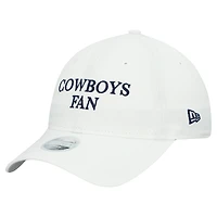 Casquette ajustable 9TWENTY blanche New Era pour femme, motif supporter des Cowboys de Dallas