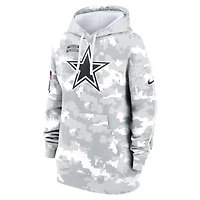 Women's Nike Arctic Camo Dallas Cowboys 2024 Salute To Service Club Fleece Oversized Pullover Hoodie