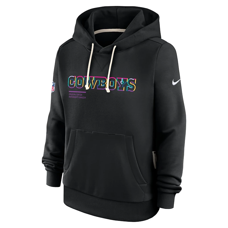 Sweat à capuche Nike noir pour femme Dallas Cowboys NFL Crucial Catch 2025 Sideline Dri-FIT
