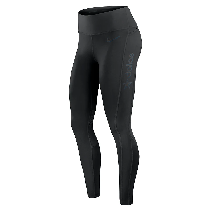 Women's Nike Black Dallas Cowboys Edge Wordmark Dri-FIT Leggings
