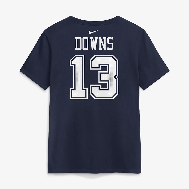 T-shirt Nike pour femme, Caleb Downs, bleu marine, Dallas Cowboys, avec nom et numéro du joueur