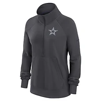 Sweat-shirt à demi-fermeture éclair pour femme Nike Dallas Cowboys Premium Raglan Performance gris anthracite