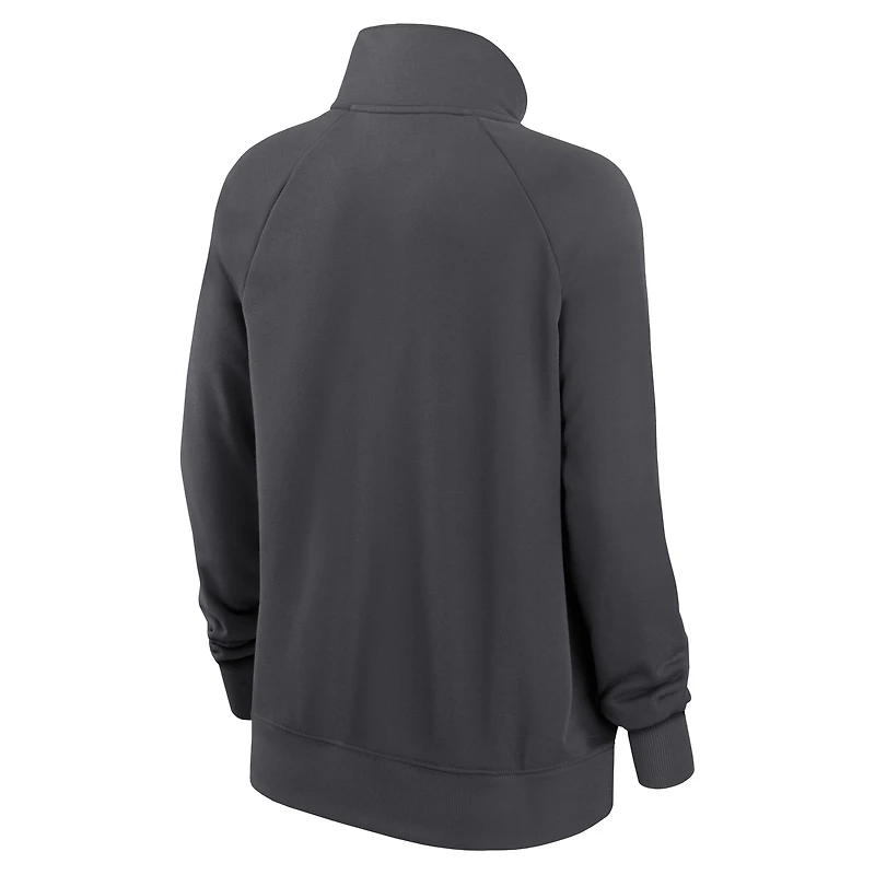 Sweat-shirt à demi-fermeture éclair pour femme Nike Dallas Cowboys Premium Raglan Performance gris anthracite