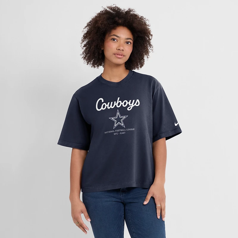 Women's Nike College Navy Dallas Cowboys Essential Relaxed Boxy T-Shirt