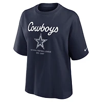 Women's Nike College Navy Dallas Cowboys Essential Relaxed Boxy T-Shirt