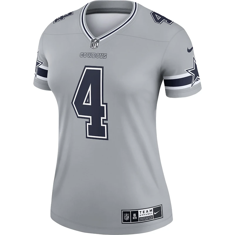 Haut Nike Dak Prescott gris pour femme, joueur légendaire des Cowboys de Dallas