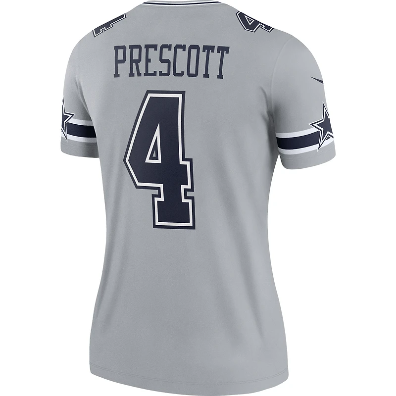 Haut Nike Dak Prescott gris pour femme, joueur légendaire des Cowboys de Dallas