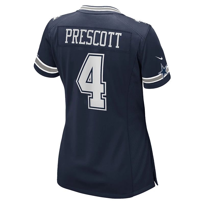 Maillot Nike Dak Prescott pour femme, bleu marine, équipe de match des Dallas Cowboys