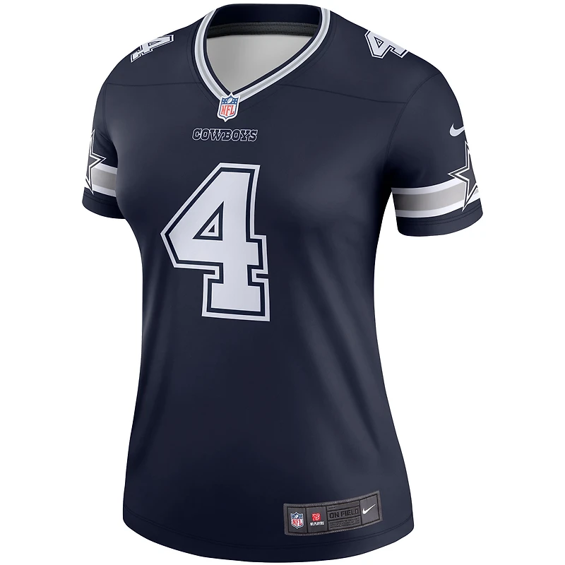 Haut de performance Nike Dak Prescott bleu marine pour femme, joueur légendaire des Cowboys Dallas