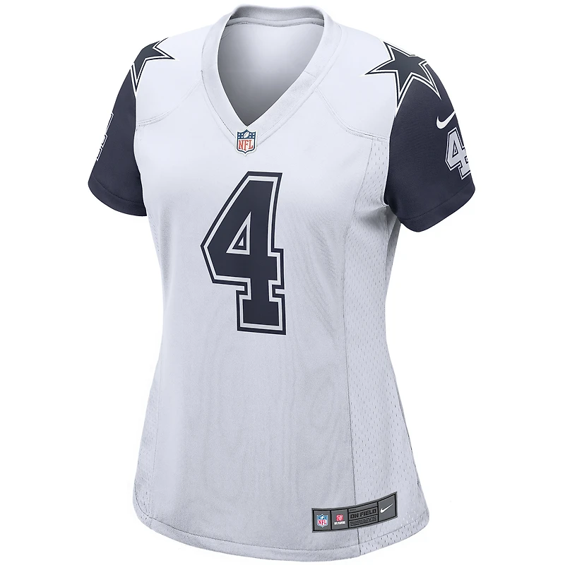 Maillot de match alternatif Nike Dak Prescott pour femme des Dallas Cowboys, blanc