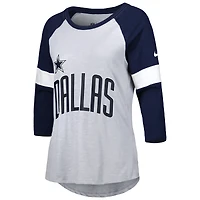 DCM VACHE GRIS CHINÉ MARINE 22 FOOTBALL POUR FEMMES PRIDE MANCHES 3/4 SLUB RAGLAN TEELADL-S