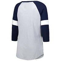 DCM VACHE GRIS CHINÉ MARINE 22 FOOTBALL POUR FEMMES PRIDE MANCHES 3/4 SLUB RAGLAN TEELADL-S