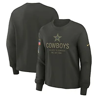 T-shirt Nike vert foncé à manches longues Dallas Cowboys 2025 Salute to Service Sideline Dri-FIT pour femme