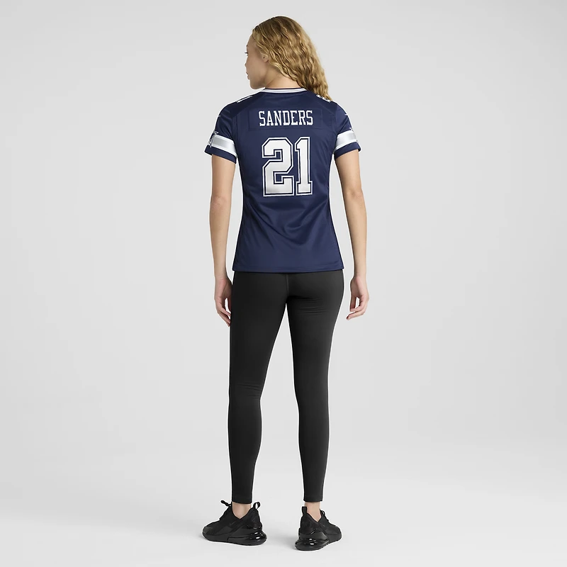 Maillot de jeu Nike Deion Sanders bleu marine pour femme des Dallas Cowboys, joueur retraité l'équipe