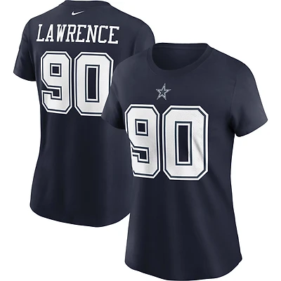 T-shirt Nike Demarcus Lawrence bleu marine avec nom et numéro des Cowboys de Dallas pour femme