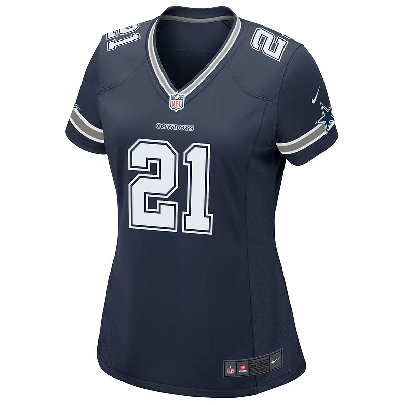 Maillot de match Nike Ezekiel Elliott bleu marine pour femme des Cowboys Dallas