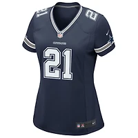 Maillot de match Nike Ezekiel Elliott bleu marine pour femme des Cowboys Dallas