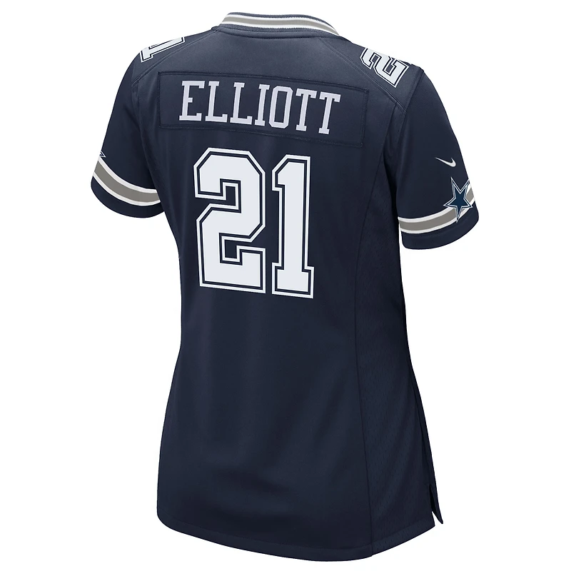 Maillot de match Nike Ezekiel Elliott bleu marine pour femme des Cowboys Dallas
