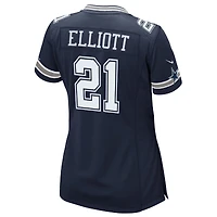Maillot de match Nike Ezekiel Elliott bleu marine pour femme des Cowboys Dallas